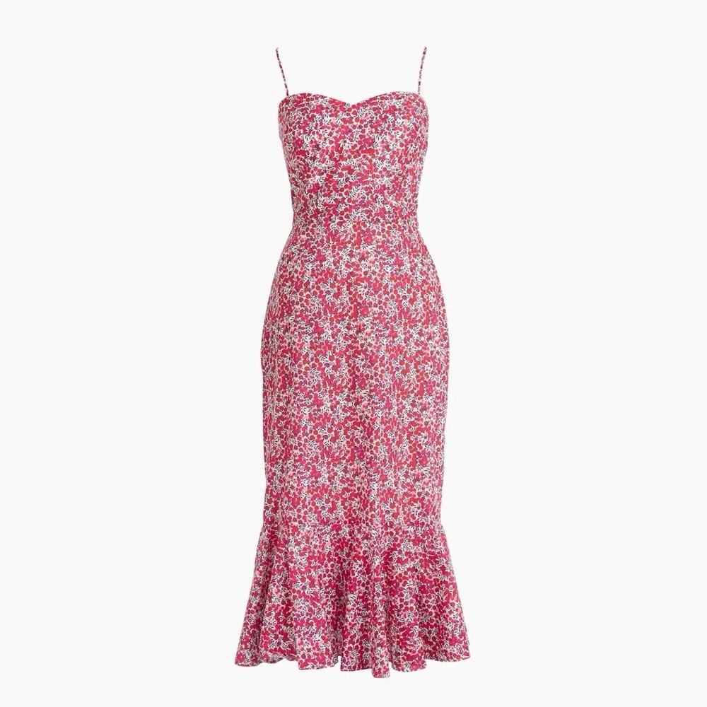Floral Pink Summer Dress with a Ruffle Hem by J Crew 00